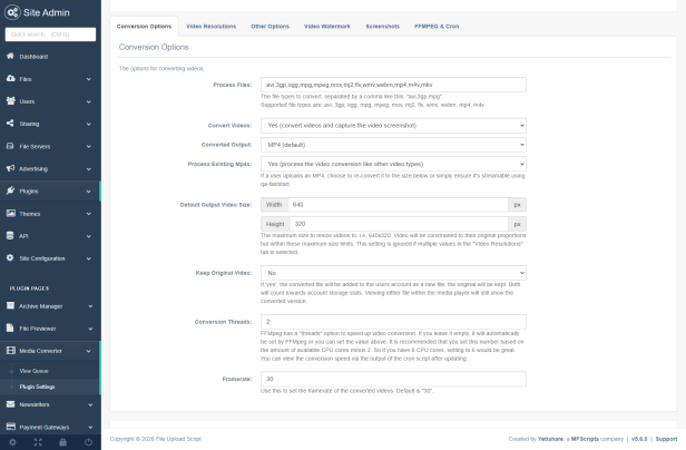 Settings Conversion Options